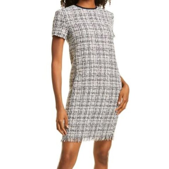 Max Mara Weekend Tapioca Multi Color Tweed Fringed Hem Sheath Dress Size 14 - Picture 11 of 12